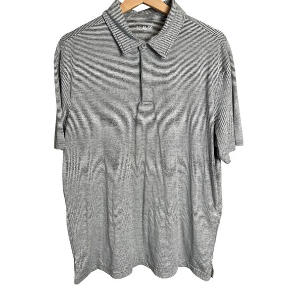 01. Algo Large Polo Striped Shirt Mens Large L Jack Performance Gray - Picture 1 of 5